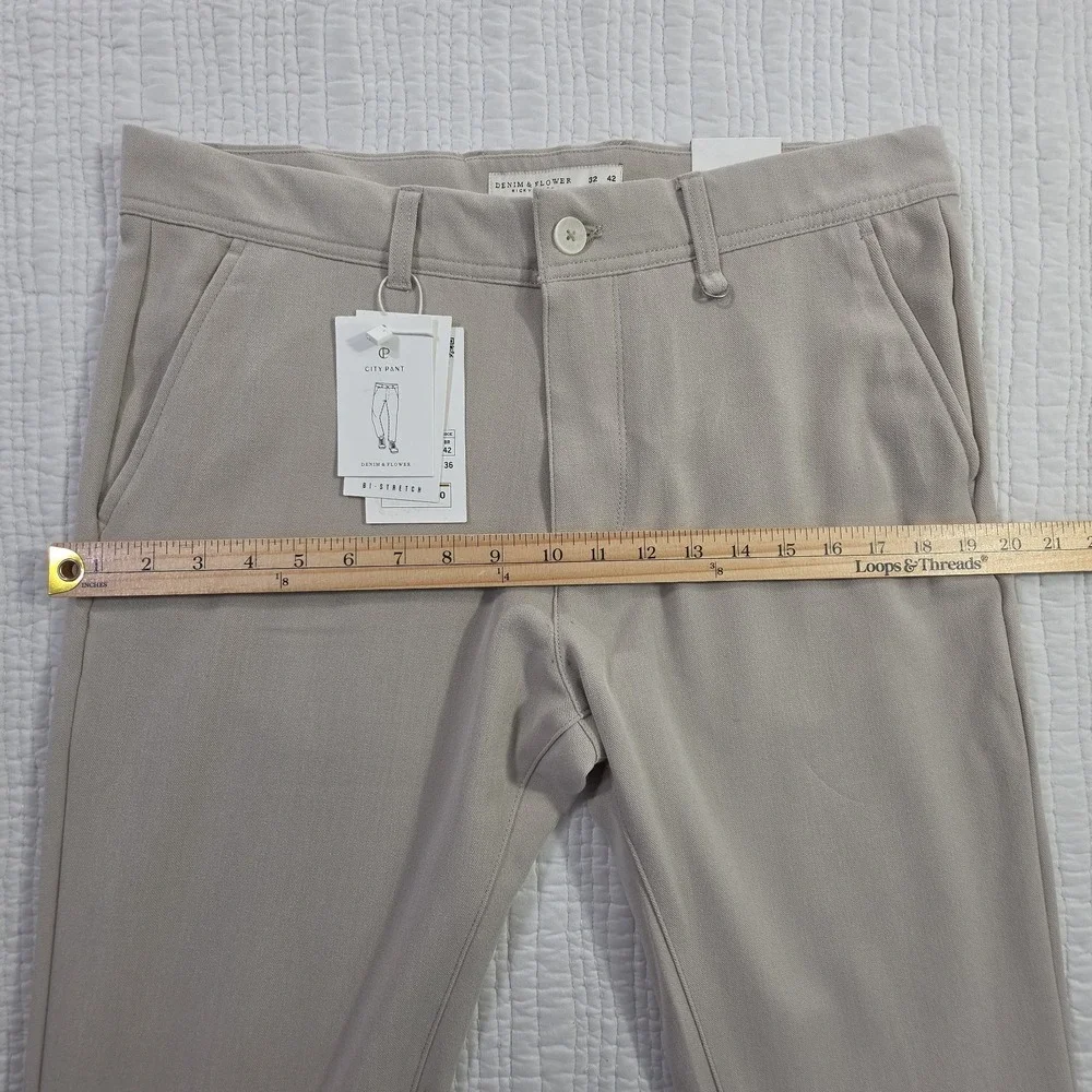Denim & Flower Ricky Singh Men's City Pant 32x28 Taupe Slim Fit Stretch NWT